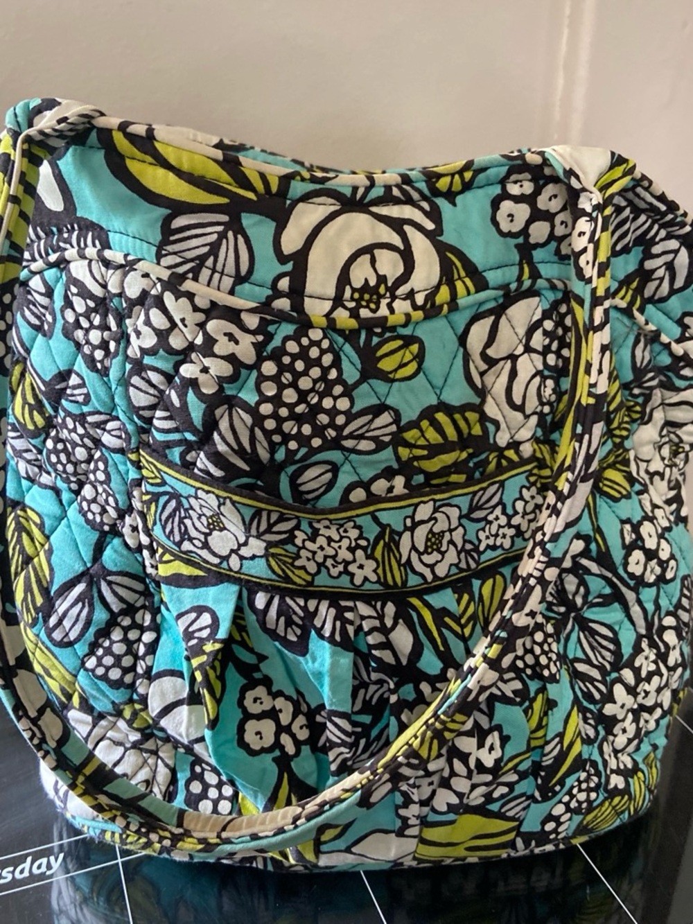 Vera Bradley Turquoise Floral Quilted Shoulder Bag